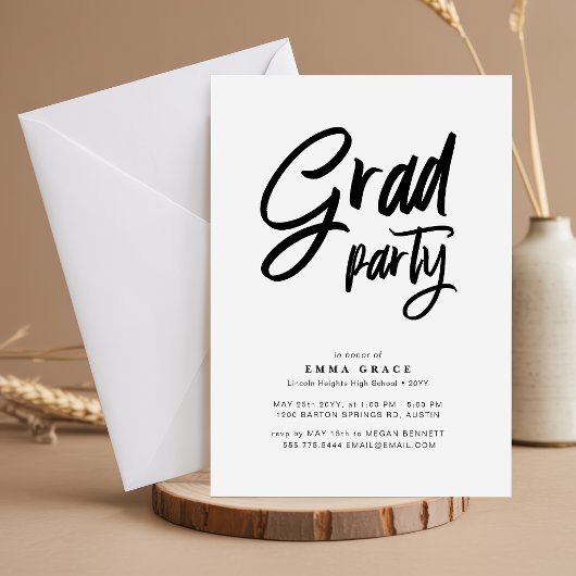 Moderne Bold Script Afstudeerfeest Kaart