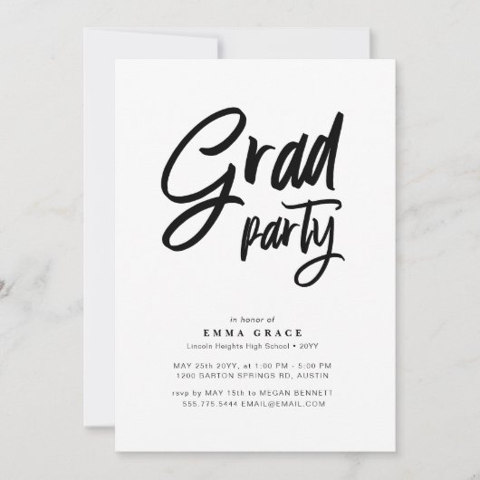 Moderne Bold Script Afstudeerfeest Kaart (Voorkant)