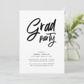Moderne Bold Script Afstudeerfeest Kaart (Staand voorkant)