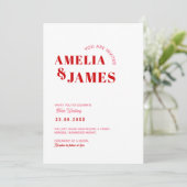 moderne Bold Wavy funky Viva Magenta Bruiloft Kaart (Staand voorkant)