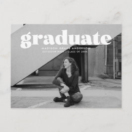 Moderne Bold White Overlay Photo Graduparty Briefkaart