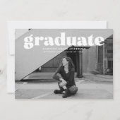 Moderne Bold White Overlay Photo Graduparty Kaart (Voorkant)