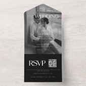 Moderne Bold Zwarte Trouwfoto All In One Uitnodiging (Binnen)