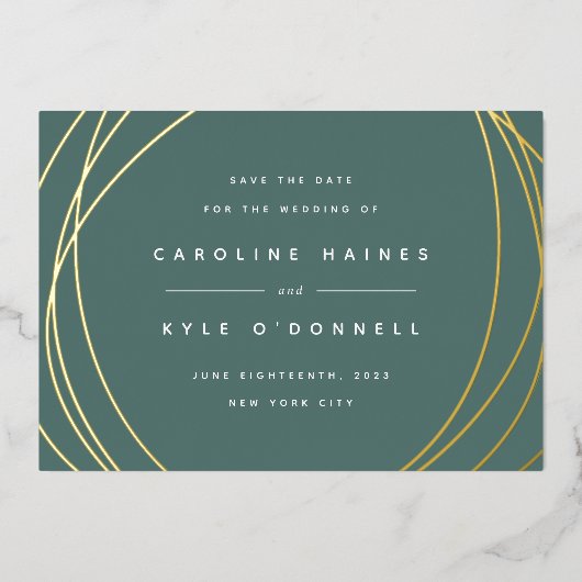 Moderne bollen | Folie De datumkaart opslaan Folie Uitnodiging (Voorkant)