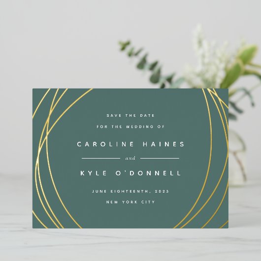 Moderne bollen | Folie De datumkaart opslaan Folie Uitnodiging (Staand Voorkant)