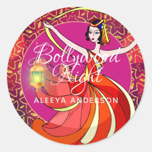 Moderne Bollywood-partydanser Glitterend Persoonli Ronde Sticker