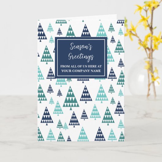 Moderne bomen Corporate Christmas Holiday Kaart (Gele Bloem)