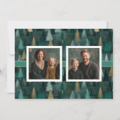 Moderne bomen groen & goud foto kerstkaart (Achterkant)