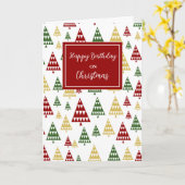 Moderne bomen Happy Birthday met Kerstmis Kaart (Gele Bloem)