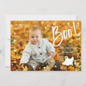 Moderne Boo-typografie sterren Halloween-spookfoto Kaart (Voorkant)
