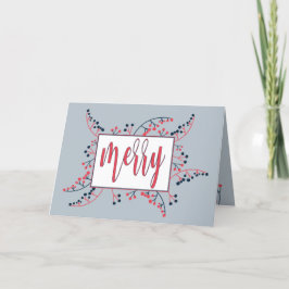 Moderne boodschap van Merry: rode blauwe bessen ke Feestdagen Kaart
