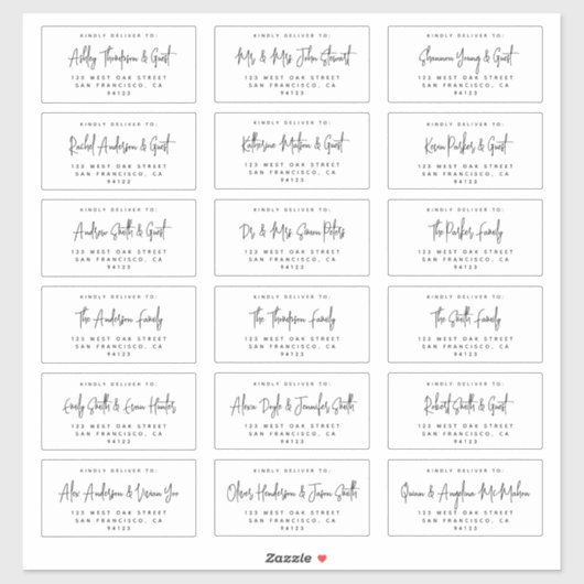 Moderne boodschappentekabellen voor bruiloft in sc sticker (Vel)