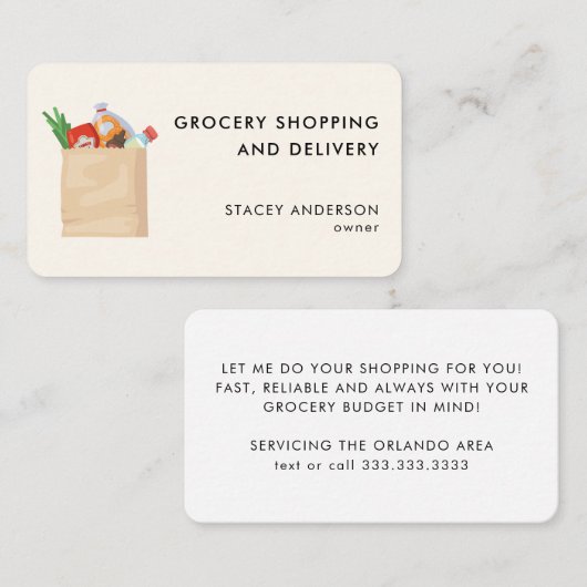 Moderne boodschappenwinkelen op de markt brengen - visitekaartje (Voorkant / Achterkant)