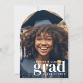 Moderne boog 2-foto afstudeerfeest kaart (Voorkant)