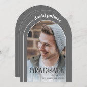 Moderne boog AFSTUDEREN grijs afstuderen foto Kaart (Voorkant / Achterkant)