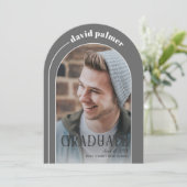 Moderne boog AFSTUDEREN grijs afstuderen foto Kaart (Staand voorkant)