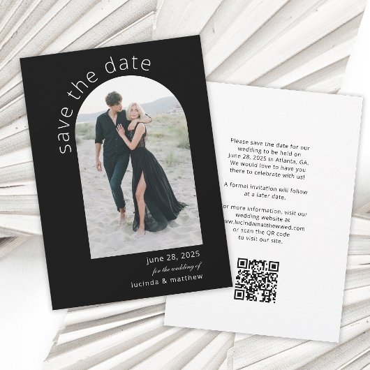 Moderne boog Bewaar de datum met foto en QR-code Save The Date