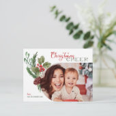Moderne Boog Bloem Kerst Sfeer Script Foto Briefkaart (Staand voorkant)