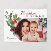 Moderne Boog Bloem Kerst Sfeer Script Foto Briefkaart (Voorkant)