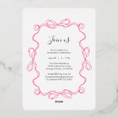 Moderne Boog Bloemen Foto Afstuderen Party Wit Folie Uitnodiging (Achterkant)