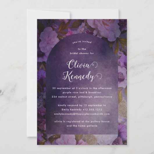 Moderne boog bloemenbruids douche uitnodiging (Voorkant)