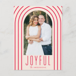 Moderne Boog Blush & Rood Foto Feestdagenkaart