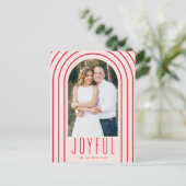 Moderne Boog Blush & Rood Foto Feestdagenkaart (Staand voorkant)