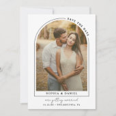 Moderne Boog Boho Boog met Foto Save The Date (Voorkant)