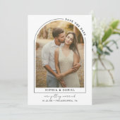 Moderne Boog Boho Boog met Foto Save The Date (Staand voorkant)