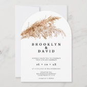 Moderne Boog Boho Pampas Grass Wedding Kaart (Voorkant)