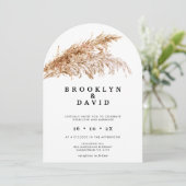 Moderne Boog Boho Pampas Grass Wedding Kaart (Staand voorkant)