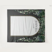 Moderne boog botanische bruiloft foto achtergrond wandkleed (Voorkant (horizontaal))