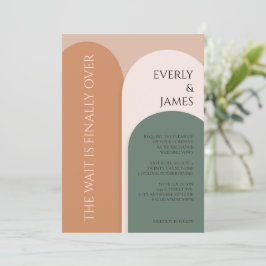 Moderne boog bruiloft uitnodiging in aarde tonen