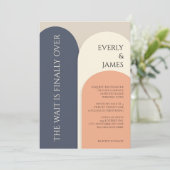 Moderne boog bruiloft uitnodiging in marine & perz (Staand voorkant)