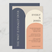 Moderne boog bruiloft uitnodiging in marine & perz (Voorkant / Achterkant)