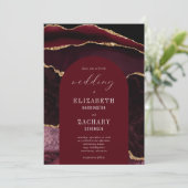 Moderne Boog Burgundy Goud Agaat Bruiloft Kaart (Staand voorkant)