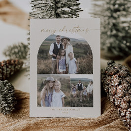 Moderne boog | Cream Fotocollage Kerstmis Feestdagenkaart