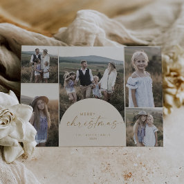 Moderne boog | Cream Multi Foto Vrolijk Kerstfeest Feestdagenkaart