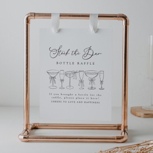 Moderne boog Drinken Voorraad De Bar Bottle Raffle Poster