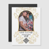 Moderne boog eenvoudig script QR CODE bruiloft Magnetische Uitnodiging (Voorkant / Achterkant)