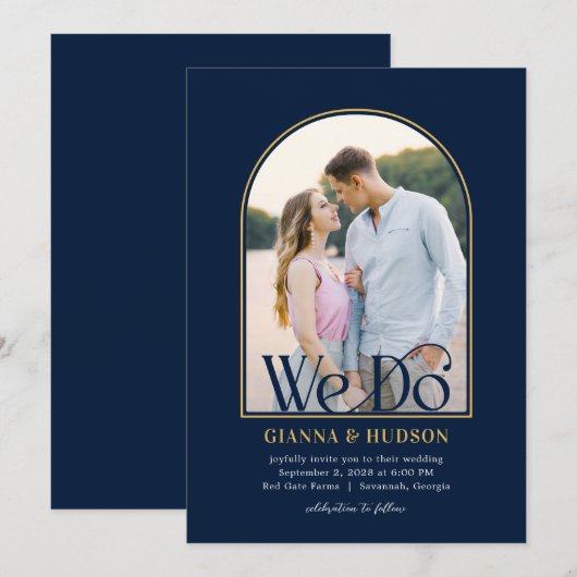 Moderne boog Eenvoudige bruiloft foto uitnodiging (Voorkant / Achterkant)