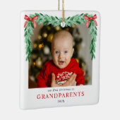 Moderne boog Eerste kerst als grootouders Foto Keramisch Ornament (Rechts)