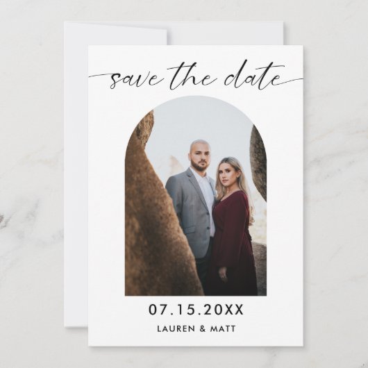 Moderne Boog Elegante Bewaar de Datum Foto  Save The Date (Voorkant)