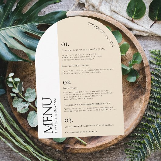 Moderne Boog Elegantie | Trouwmenu Kaart
