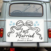 Moderne Boog en Bloemen Net Getrouwd Auto Banner