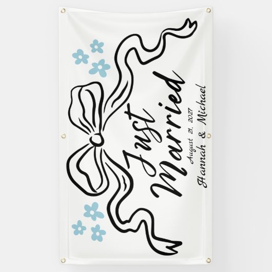 Moderne Boog en Bloemen Net Getrouwd Auto Banner (Verticaal)