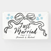 Moderne Boog en Bloemen Net Getrouwd Auto Banner (Horizontaal)