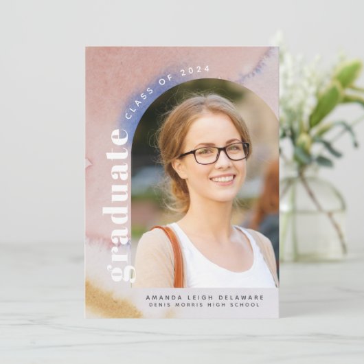 Moderne boog foto 2024 Afstuderen Aankondiging (Staand voorkant)