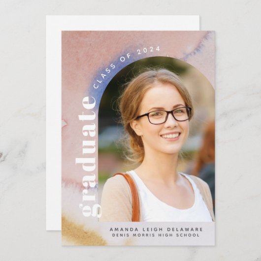 Moderne boog foto 2024 Afstuderen Aankondiging (Voorkant / Achterkant)