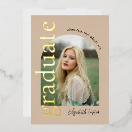 Moderne boog foto afstuderen folie uitnodiging